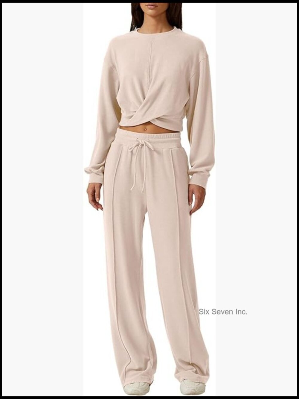 Cropped Sweatshirt Wide Leg Sweatpant Lounge Set 2 Piece Tracksuit Activewear